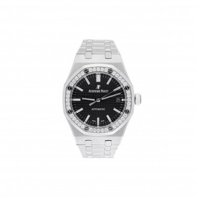 AUDEMARS PIGUET ROYAL OAK LADIES 37 AUTOMATIC DIAMOND BEZEL WATCH 15451ST.ZZ.1256ST.01